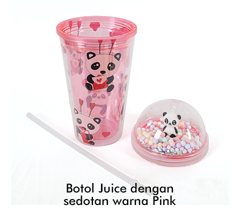 Botol Juice dengan Sedotan Warna Pink